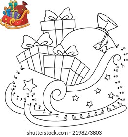 Dot to Dot Christmas Sleigh Isolated Coloring Page