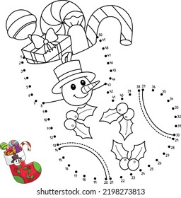 Dot to Dot Christmas Stocking Isolated Coloring