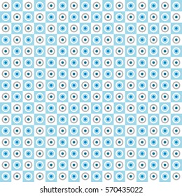 dot and circle on square, blue color tile - Geometric seamless pattern