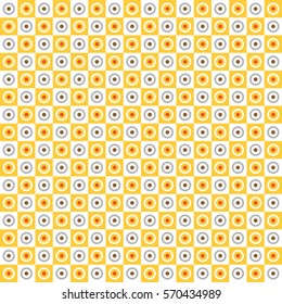 dot and circle on square, yellow color tile - Geometric seamless pattern
