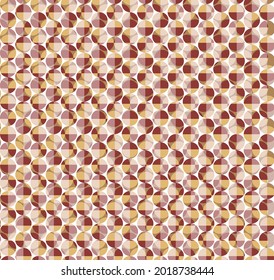 Patrón de círculo de puntos. Patrón de vector ornamental geométrico. Textura de diseño de múltiples formas de color rojo y amarillo sin brillo.