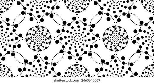 Dot circles, seamless pattern. Vector illustration.