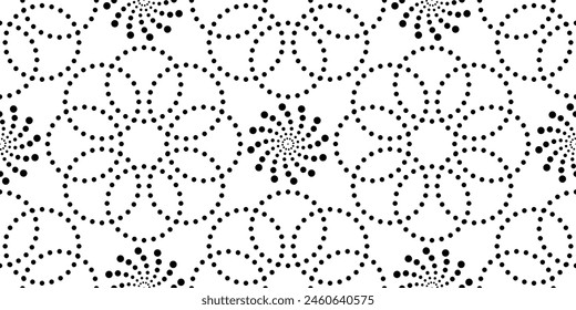 Dot circles, seamless pattern. Vector illustration.