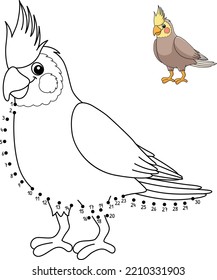 Dot to Dot Cockatiel Isolated Coloring Page