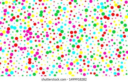 Dot color background. Vector illustration. Abstract bright colored dotted circles. Falling color dots. Eps10.