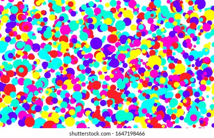Dot color background. Vector illustration. Abstract bright colored dotted circles. Falling color dots. Eps10.