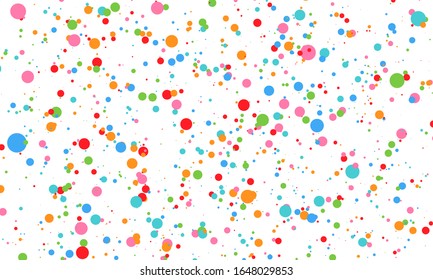 Dot color background. Vector illustration. Abstract bright colored dotted circles. Falling color dots. Eps10.