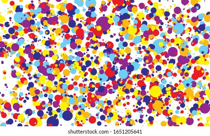 Fondo de color de punto. Ilustración vectorial. Resumen de círculos punteados de colores vivos. Cae puntos de color. Eps10.
