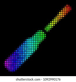 Dot colorful halftone screwdriver icon drawn with rainbow color tones with horizontal gradient on a black background.