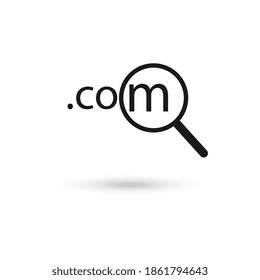 Dot com Icon and  magnifier. Domain search icon.