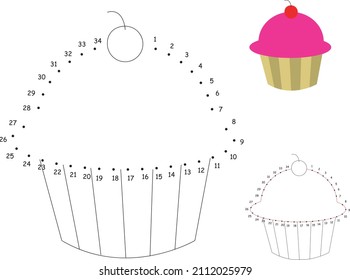 dot to dot, connect the dot, cupcakes, muffins, kindergarten activity, coloring activity