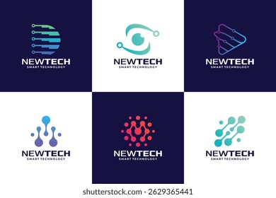 Dot connection logo design for technology symbol