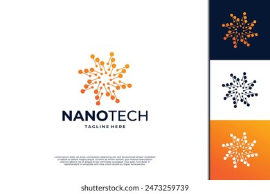 Dot connection logo, nanotechnology logo design inspiration