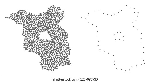 Dot and Contour map of Brandenburg State formed with dots. Vector grey abstraction of map of Brandenburg State. Connect the dots educational geographic drawing for map of Brandenburg State.