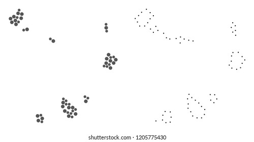 Dot and Contour map of Cape Verde Islands designed with dots. Vector gray abstraction of map of Cape Verde Islands. Connect the dots educational geographic drawing for map of Cape Verde Islands.