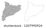 Dot and Contour map of Catalonia composed with dots. Vector gray abstraction of map of Catalonia. Connect the dots educational geographic drawing for map of Catalonia.
