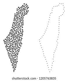 Dot and Contour map of Israel designed with dots. Vector gray abstraction of map of Israel. Connect the dots educational geographic drawing for map of Israel.