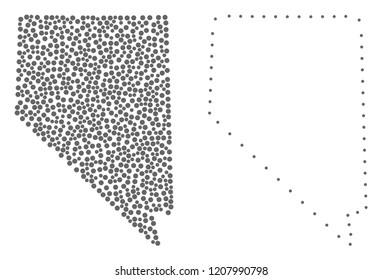 Dot and Contour map of Nevada State composed with dots. Vector grey abstraction of map of Nevada State. Connect the dots educational geographic drawing for map of Nevada State.