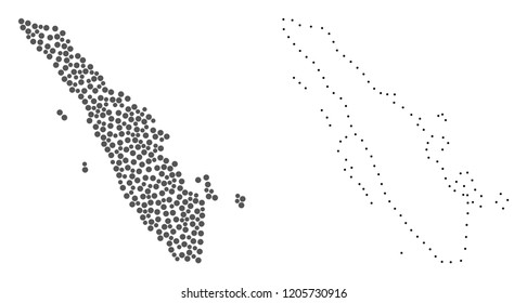 Dot and Contour map of Sumatra Island composed with dots. Vector grey abstraction of map of Sumatra Island. Connect the dots educational geographic drawing for map of Sumatra Island.