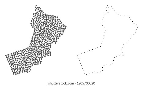 Dot and Contour map of Yemen designed with dots. Vector gray abstraction of map of Yemen. Connect the dots educational geographic drawing for map of Yemen.