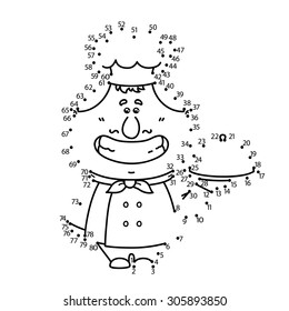 dot to dot cook game. Vector illustration of dot to dot puzzle with happy cartoon cook for children