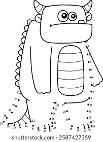 Dot to Dot Creepy Monster Isolated Coloring Page