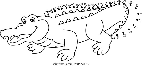 Dot to Dot Crocodile Animal Isolated Coloring Page