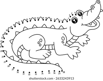 Dot to Dot Crocodile Animal Isolated Coloring Page
