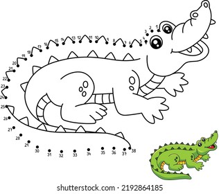 Dot to Dot Crocodile Coloring Page for Kids