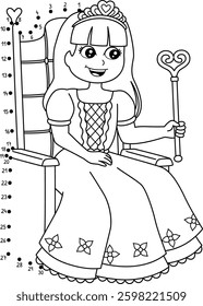Dot to Dot Crown Princess Isolated Coloring Page 