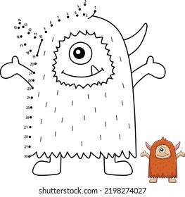 Dot Dot Cute Monster Isolated Coloring Stock Vector (Royalty Free ...