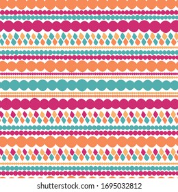 Dot and diamond shape stripe vector repeat. Great for scrapbooking, home, wrapping, gift, kids.