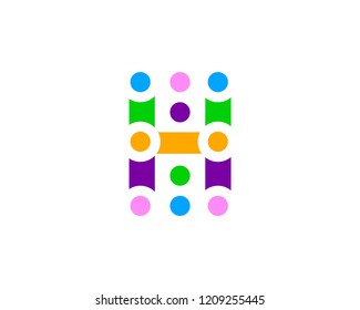 Dot Digital Letter H Icon Logo Design Element