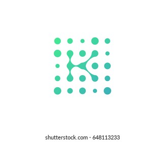 Dot Digital Letter K Icon Logo Design Element