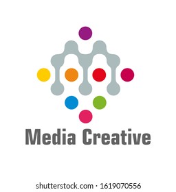 Dot Digital Letter M Icon Logo Design Element for Media creative.