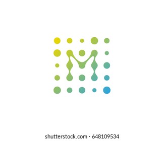 Dot Digital Letter M Icon Logo Design Element