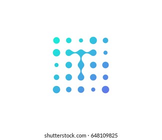 Dot Digital Letter T Icon Logo Design Element