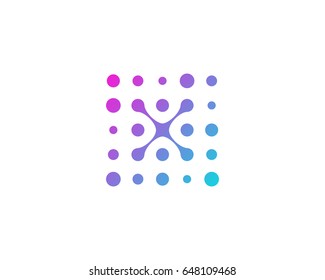 Dot Digital Letter X Icon Logo Design Element