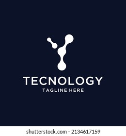 Dot Digital Letter Y Icon Logo Design Element. on a black and white background.	
