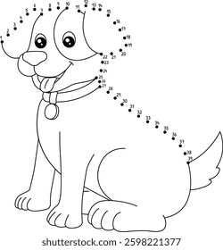 Dot to Dot Dog Farm Animal Isolated Coloring Page 