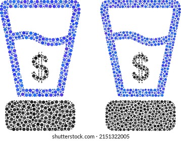 Dot dollar mixer icon. Collage dollar mixer icon composed of circle elements in random sizes and color hues. Vector circle dots are composed into illustration dollar mixer icon.
