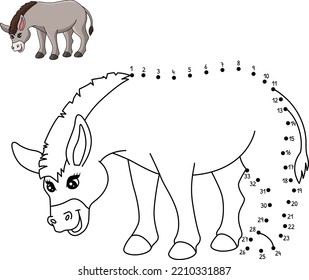 Dot to Dot Donkey Isolated Coloring Page for Kids