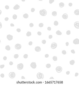 Dot doodles seamless pattern. Hand drawn circles texture background.