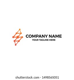 Dot Dotted Connect Flash Thunder Bolt Electric Data Vector Abstract Illustration Logo Icon Design Template Element