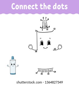 Dot to dot. Draw a line. Handwriting practice. Learning numbers for kids. Education developing worksheet. Activity page. Game for toddler and preschoolers. Isolated vector illustration. Cartoon style.