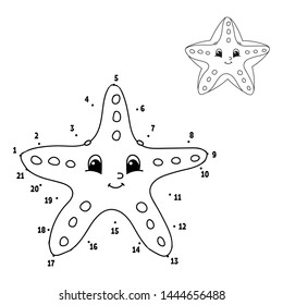 Dot to dot. Draw a line. Handwriting practice. Learning numbers for kids. Education developing worksheet. Activity coloring page. Game for toddler. Isolated vector illustration. Cartoon style.