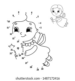 Dot to dot. Draw a line. Handwriting practice. Learning numbers for kids. Education developing worksheet. Activity coloring page. Game for toddler. Isolated vector illustration. Cartoon style.