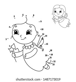 Dot to dot. Draw a line. Handwriting practice. Learning numbers for kids. Education developing worksheet. Activity coloring page. Game for toddler. Isolated vector illustration. Cartoon style.