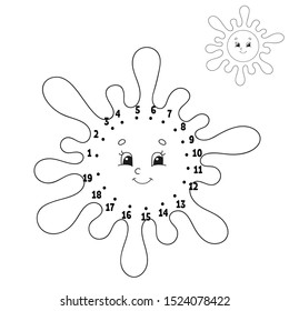 Dot to dot. Draw a line. Handwriting practice. Learning numbers for kids. Education developing worksheet. Activity coloring page. Funny game. Isolated vector illustration. Cartoon style. With answer.