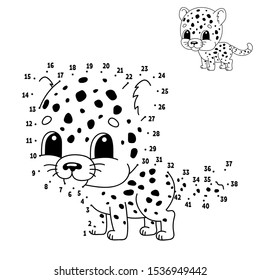 Dot to dot. Draw a line. Handwriting practice. Learning numbers for kids. Education developing worksheet. Activity coloring page. Funny game. Isolated vector illustration. Cartoon style. With answer.
